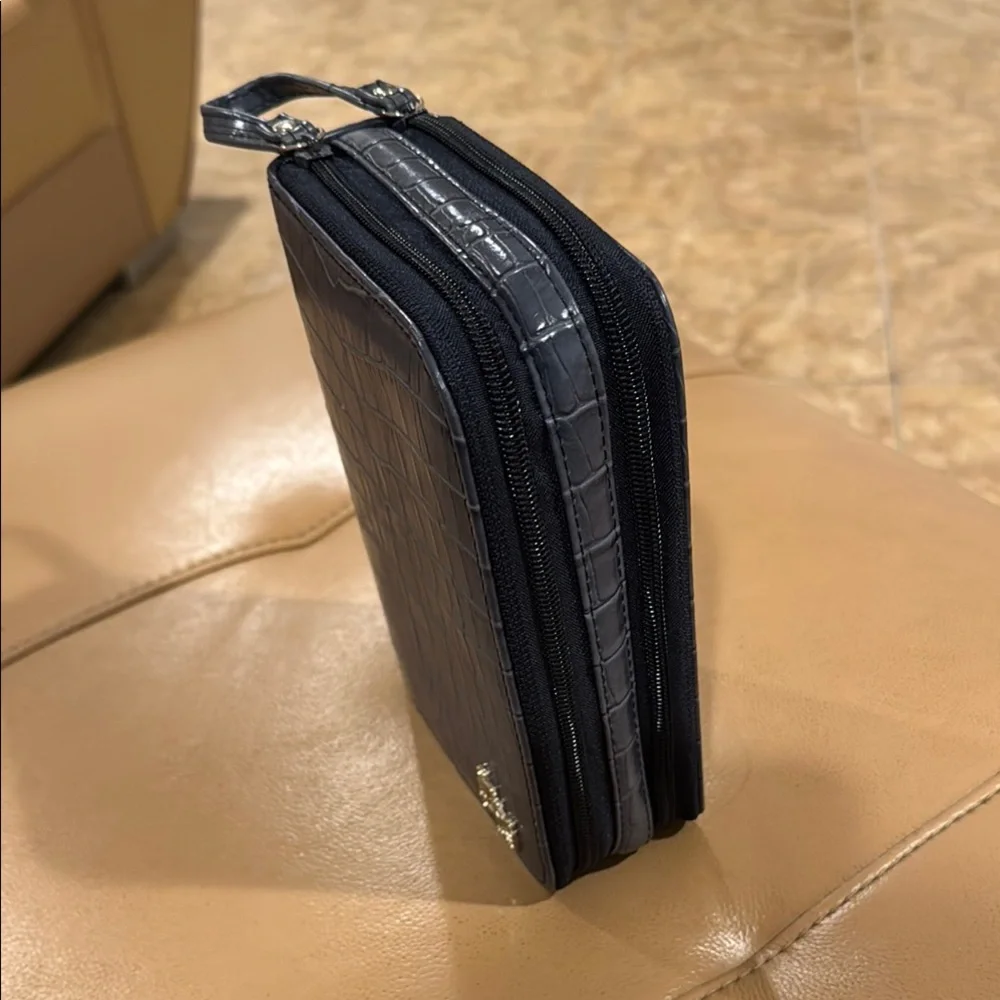 Versace Profumi Blue Crocodile-Embossed Men's Wallet